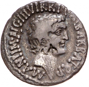Röm. Republik: M. Barbatius Pollio, M. Antonius und C. Iulius Caesar (Octavianus)