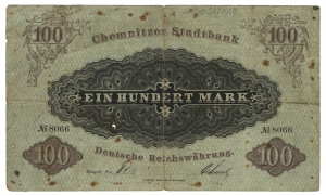 Chemnitzer Stadtbank: 100 Mark 1874