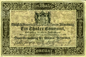 Preußen Hauptverwaltung Staatsschulden: 1 Taler 1834