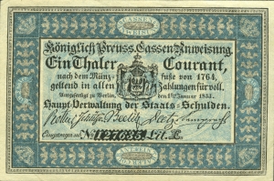 Preußen Hauptverwaltung Staatsschulden: 1 Taler 1833