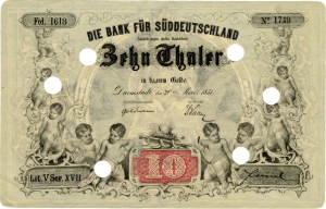 Bank für Süddeutschland: 10 Thaler 1857