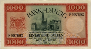 Bank von Danzig: 1.000 Gulden 1924