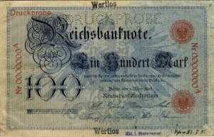 Deutsches Reich: 100 Mark 1895 Probe