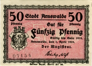 Arnswalde, Stadt: 50 Pfennig 1919