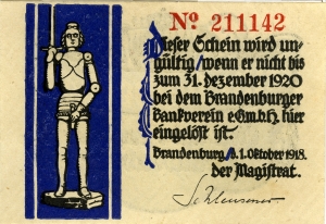 Brandenburg an der Havel, Stadt: 1/2 Mark 1918