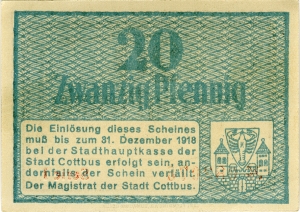 Cottbus, Stadt: 20 Pfennig
