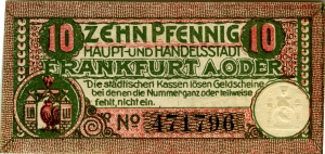 Frankfurt an der Oder, Stadt: 10 Pfennig 1920