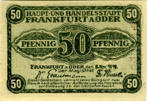 Frankfurt an der Oder, Stadt: 50 Pfennig 1919