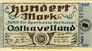 Kreisausschuß und Kreissparkasse des Kreises Osthavelland in Nauen: 100 Mark 1923