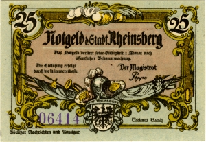 Rheinsberg, Stadt: 25 Pfennig 1921