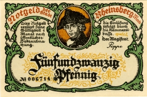 Rheinsberg, Stadt: 25 Pfennig 1922