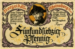 Rheinsberg, Stadt: 75 Pfennig 1922