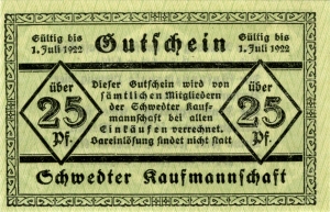 Schwedter Kaufmannschaft: 25 Pfennig 1921