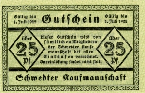Schwedter Kaufmannschaft: 25 Pfennig 1921