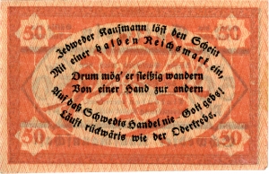 Schwedter Kaufmannschaft: 50 Pfennig 1921