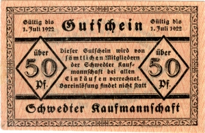 Schwedter Kaufmannschaft: 50 Pfennig 1921