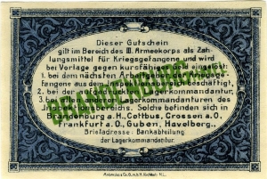 Inspektion der Kriegsgefangenenlager III. Armeekorps, Brandenburg: 5 Pfennig 1917