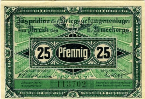 Inspektion der Kriegsgefangenenlager III. Armeekorps, Brandenburg: 25 Pfennig 1917