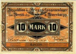 Inspektion der Kriegsgefangenenlager III. Armeekorps, Brandenburg: 10 Mark 1917