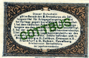 Inspektion der Kriegsgefangenenlager III. Armeekorps, Cottbus: 1 Pfennig 1917