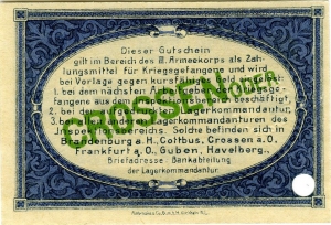 Inspektion der Kriegsgefangenenlager III. Armeekorps, Crossen: 5 Pfennig 1917