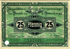 Inspektion der Kriegsgefangenenlager III. Armeekorps, Crossen: 25 Pfennig 1917