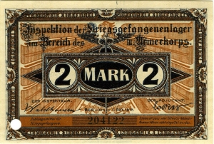 Inspektion der Kriegsgefangenenlager III. Armeekorps, Crossen: 2 Mark 1917