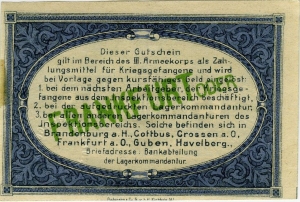 Inspektion der Kriegsgefangenenlager III. Armeekorps, Frankfurt Oder: 5 Pfennig 1917