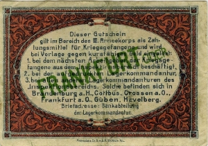 Inspektion der Kriegsgefangenenlager III. Armeekorps, Frankfurt Oder: 10 Pfennig 1917