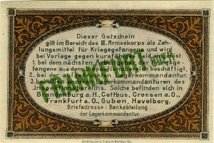 Inspektion der Kriegsgefangenenlager III. Armeekorps, Frankfurt Oder: 2 Mark 1917