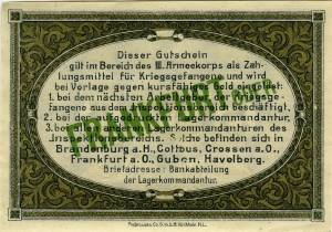 Inspektion der Kriegsgefangenenlager III. Armeekorps, Frankfurt Oder: 5 Mark 1917