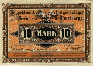 Inspektion der Kriegsgefangenenlager III. Armeekorps, Frankfurt Oder: 10 Mark 1917