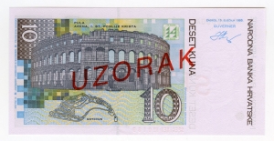 Kroatische Nationalbank: 10 Kuna 1995 Probe