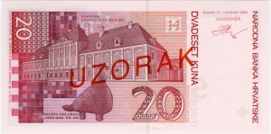 Kroatische Nationalbank: 20 Kuna 1993 Probe