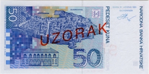 Kroatische Nationalbank: 50 Kuna 1993 Probe