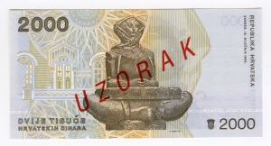 Kroatische Nationalbank: 2.000 Dinar 1992 Probe