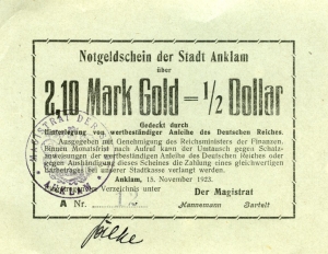 Anklam, Stadt: 2,10 Goldmark 1923