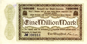 Demmin, Stadt: 1 Million Mark 1923