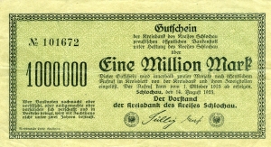 Kreisbank des Kreises Schlochau: 1 Million Mark 1923