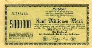 Kreisbank des Kreises Schlochau: 5 Millionen Mark 1923